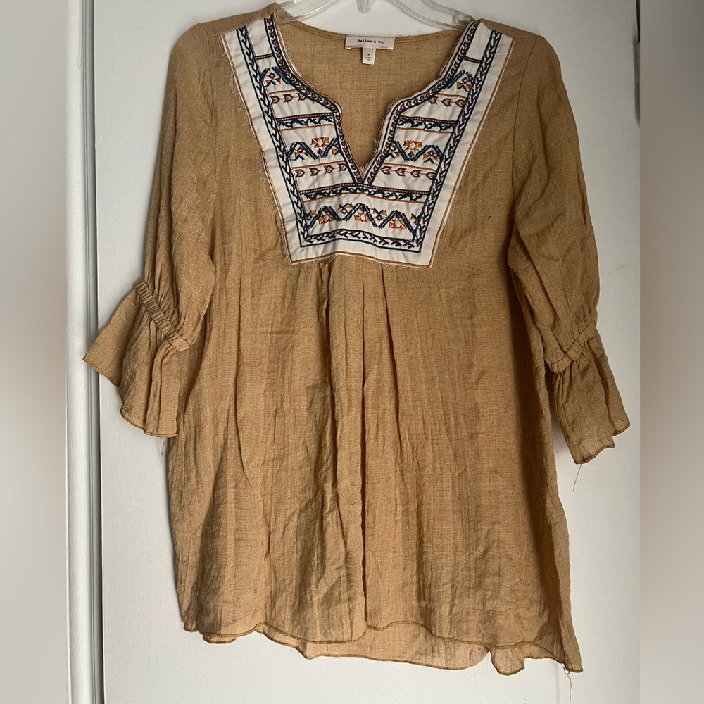 Embroidered Yellow Women's Top